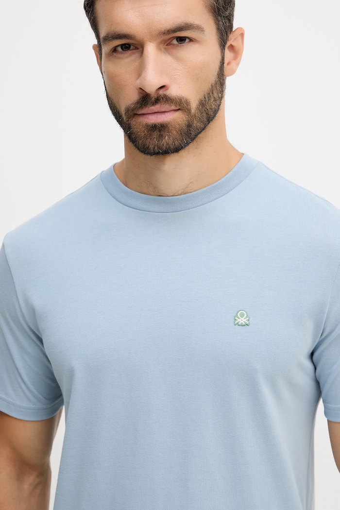 United Colors of Benetton t-shirt bawełniany niebieski 3MI5J1AF7