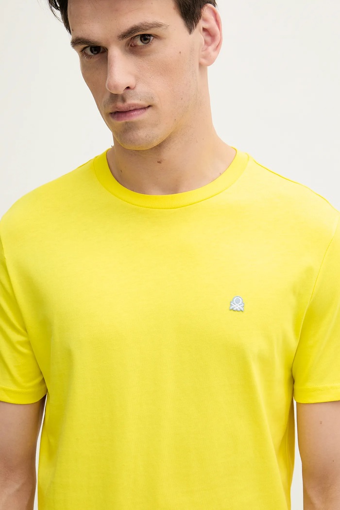 Bavlněné tričko United Colors of Benetton žlutá 3MI5J1AF7