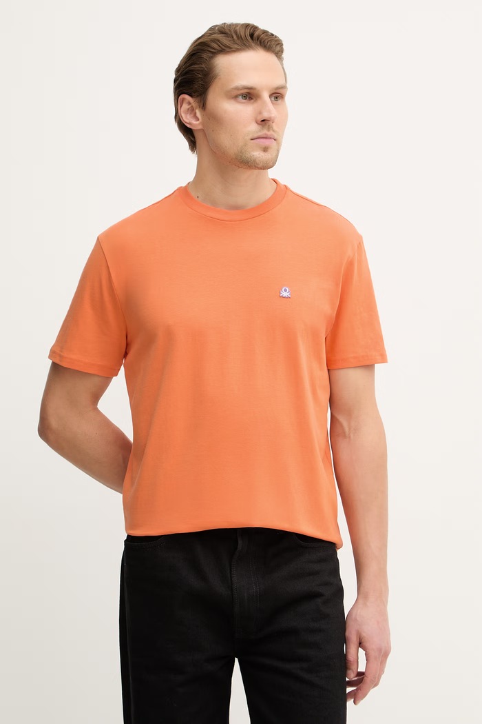 United Colors of Benetton t-shirt bawełniany pomarańczowy 3MI5J1AF7