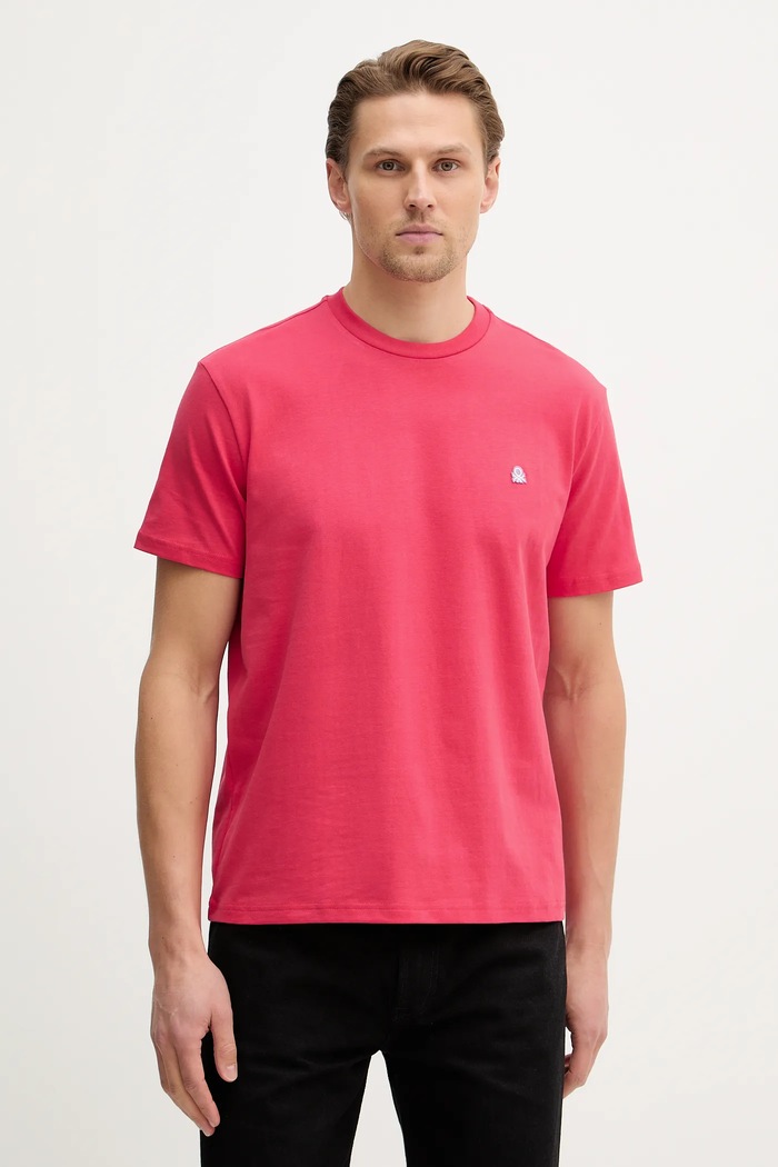 Bavlněné tričko United Colors of Benetton červená 3MI5J1AF7