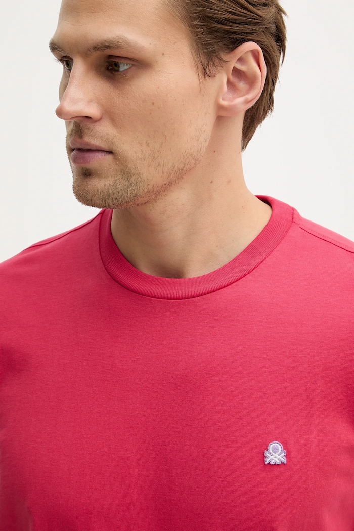 Bavlněné tričko United Colors of Benetton červená 3MI5J1AF7
