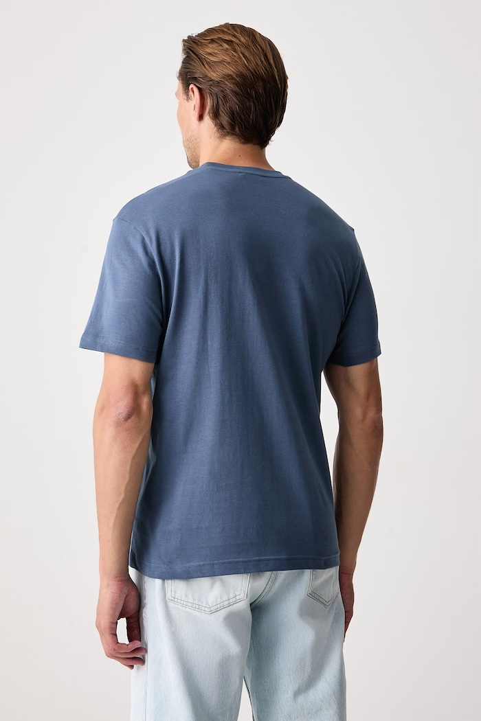 United Colors of Benetton T-shirt męski bawełniany 3MI5J1AF7 niebieski SS26