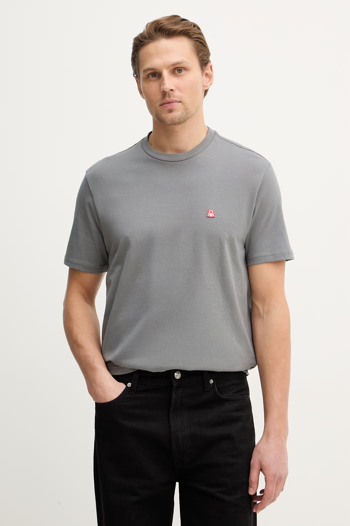 United Colors of Benetton t-shirt bawełniany szary 3MI5J1AF7