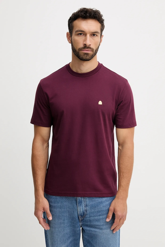 Bavlněné tričko United Colors of Benetton hladký burgundské 3MI5J1AF7
