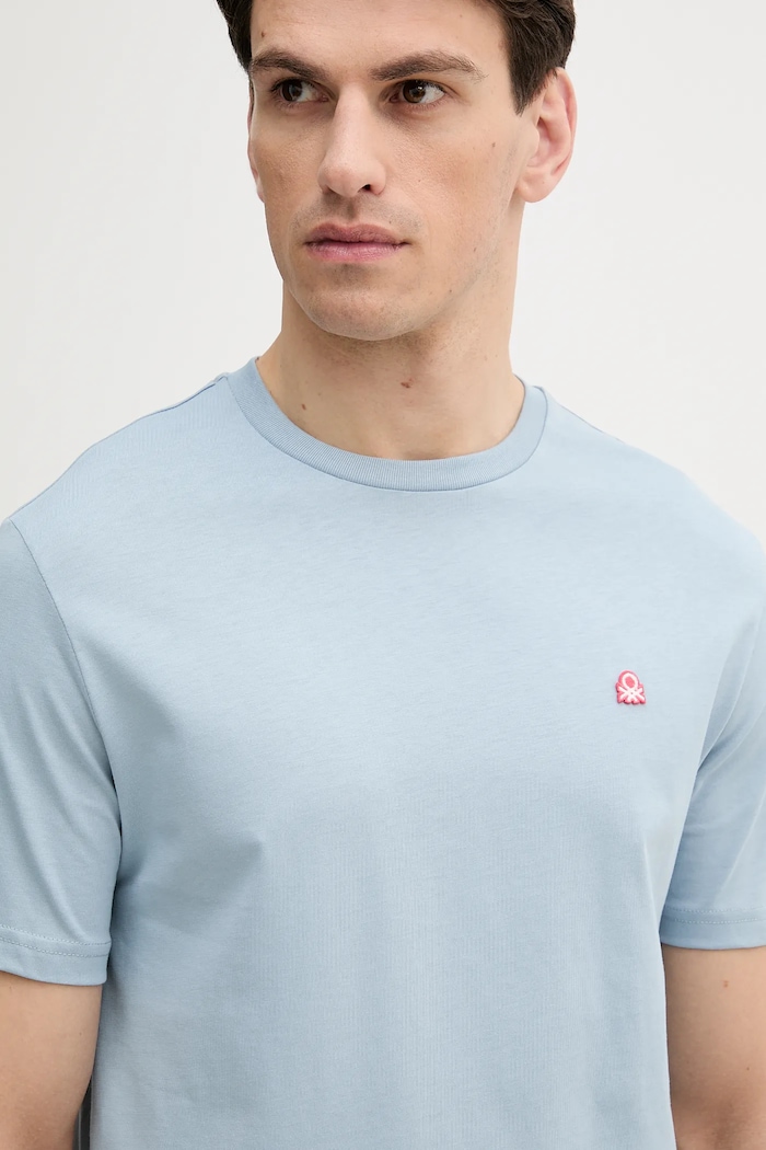 United Colors of Benetton t-shirt bawełniany niebieski 3MI5J1AF7