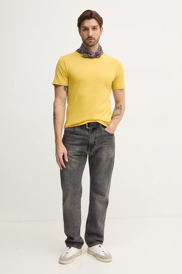 Bavlněné tričko United Colors of Benetton 3U53J1F15 žlutá AW25