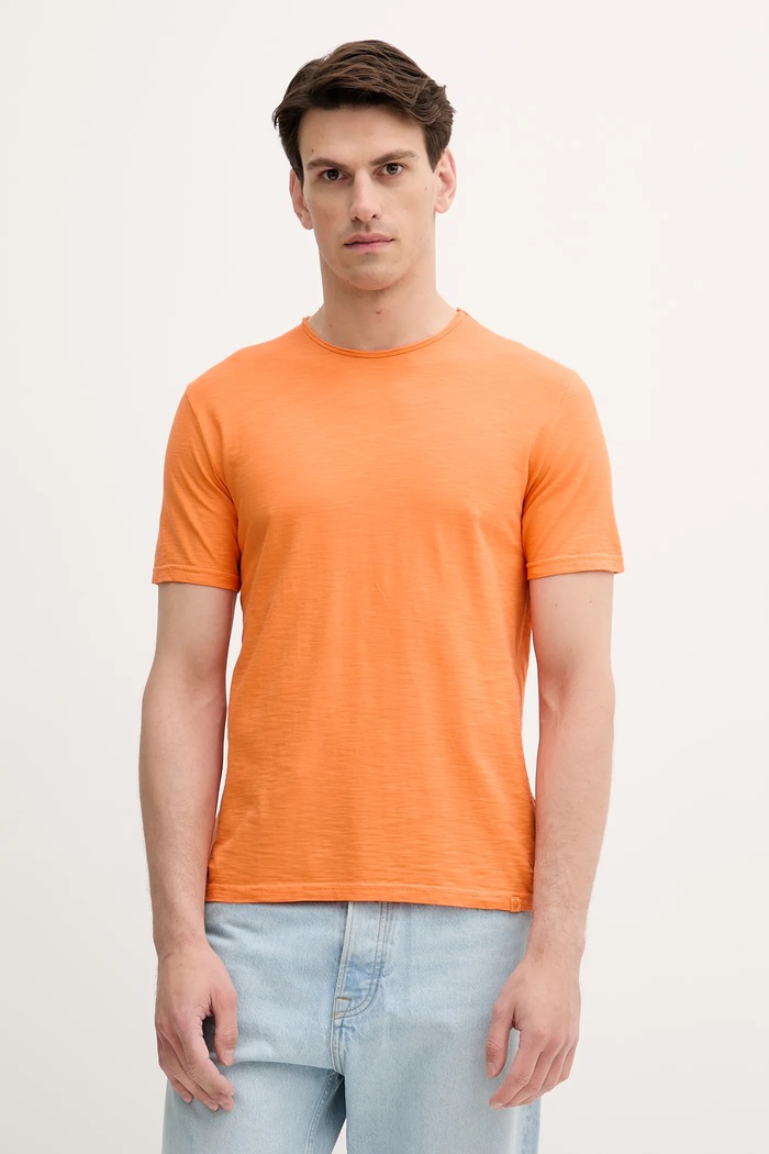 Bavlněné tričko United Colors of Benetton hladký oranžová 3JE1J19A5