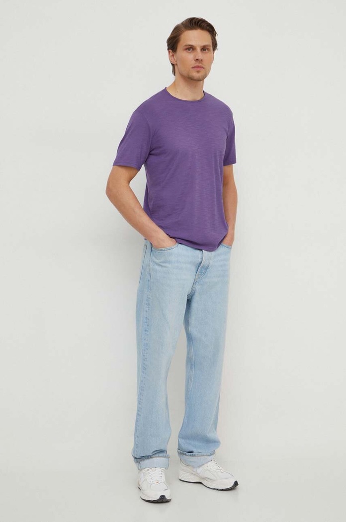 United Colors of Benetton t-shirt bawełniany 3JE1J19A5 fioletowy AA00