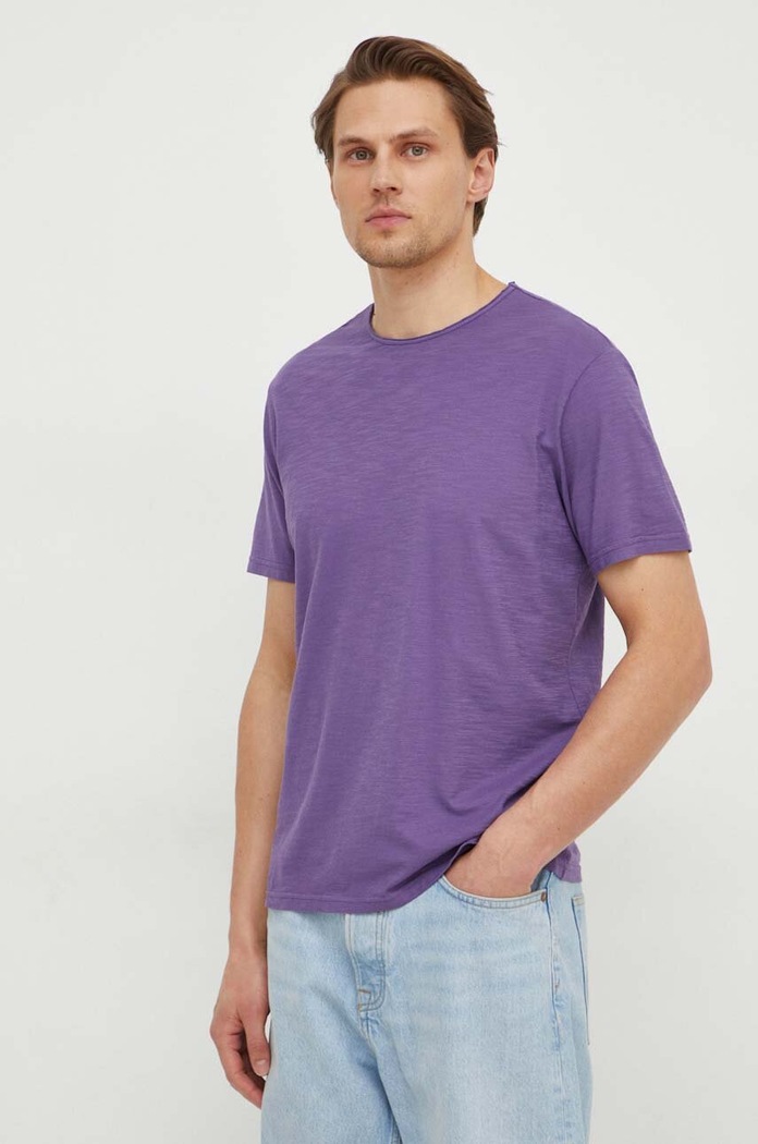 United Colors of Benetton t-shirt bawełniany fioletowy 3JE1J19A5