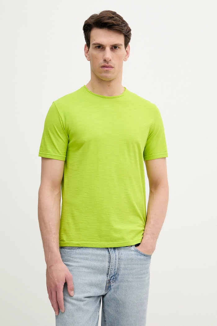 Bavlněné tričko United Colors of Benetton hladký zelená 3JE1J19A5