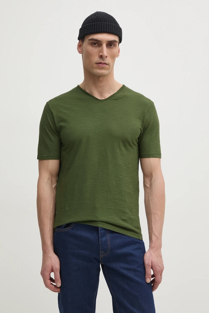Памучна тениска United Colors of Benetton зелен 3JE1J4264
