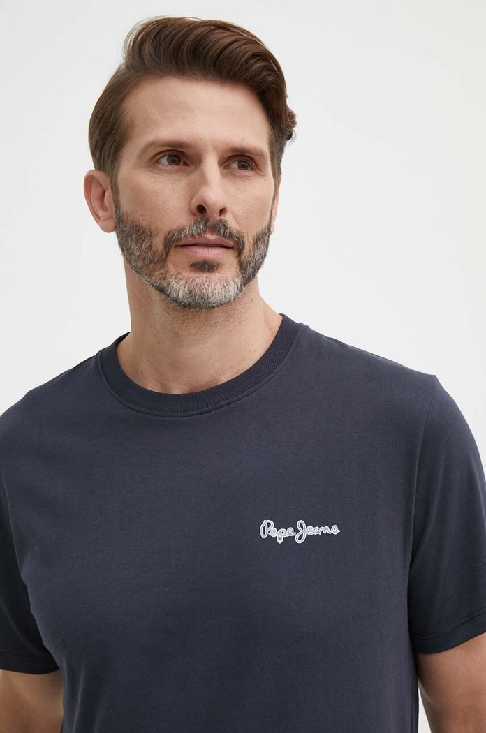 Pepe Jeans tricou din bumbac SINGLE CLIFORD bleumarin PM509367
