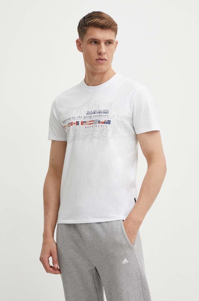 Napapijri t-shirt bawełniany S-Turin 1 nadruk biały NP0A4HQG0021