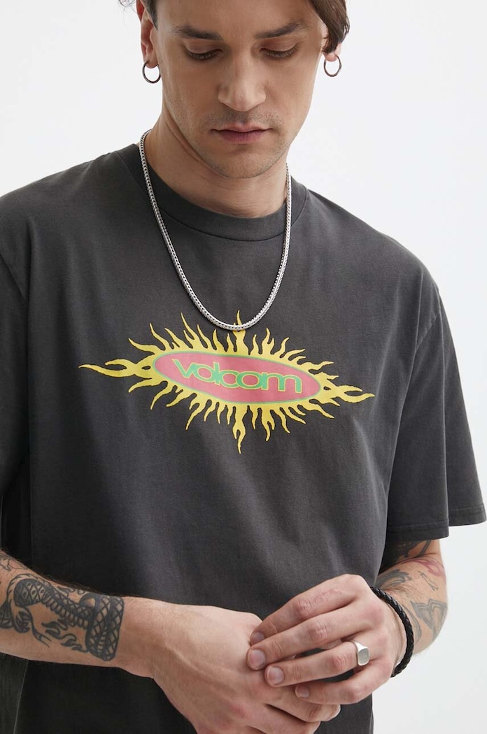 Volcom t-shirt bawełniany nadruk szary A5212403
