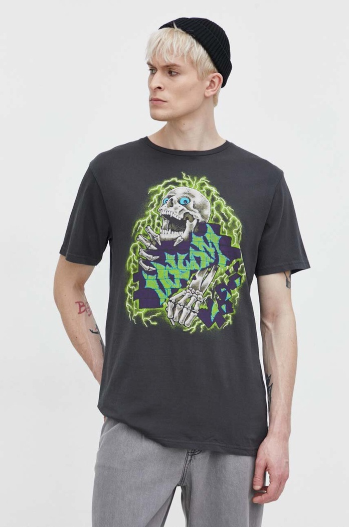 Volcom pamut póló pamut szürke A5212402
