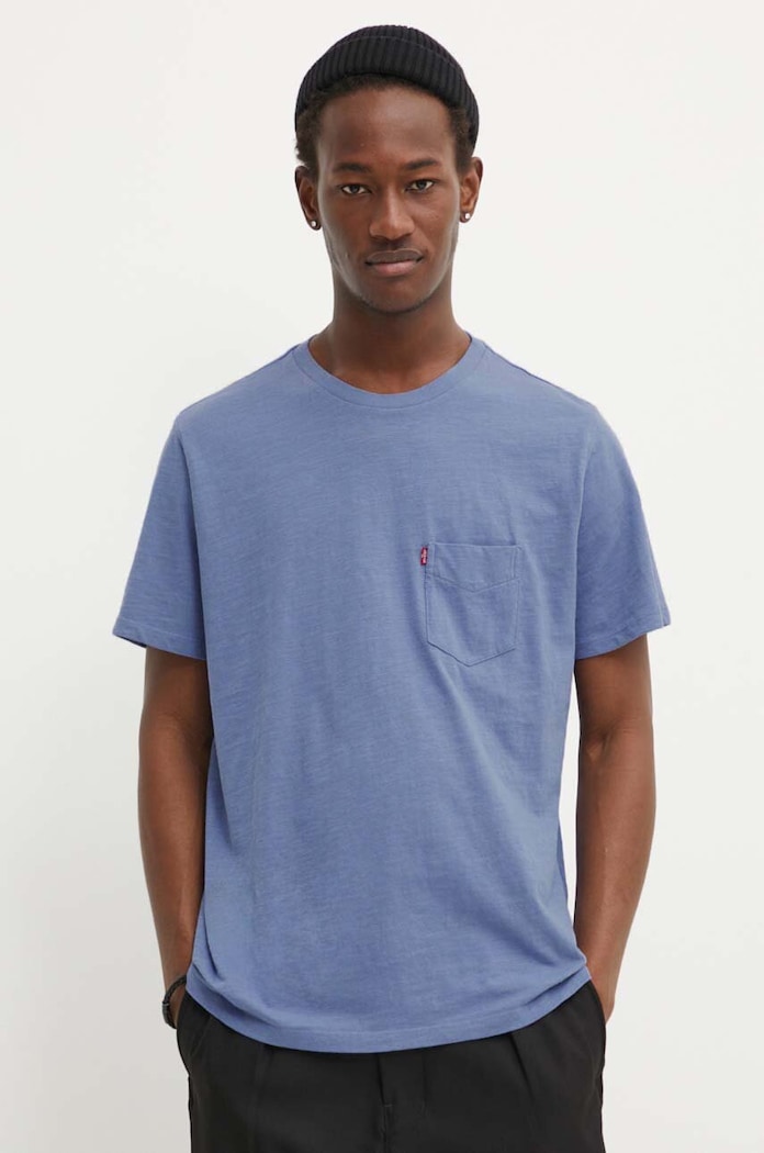 Levi's t-shirt męski bawełniany SS CLASSIC POCKET TEE nadruk fioletowy 19342