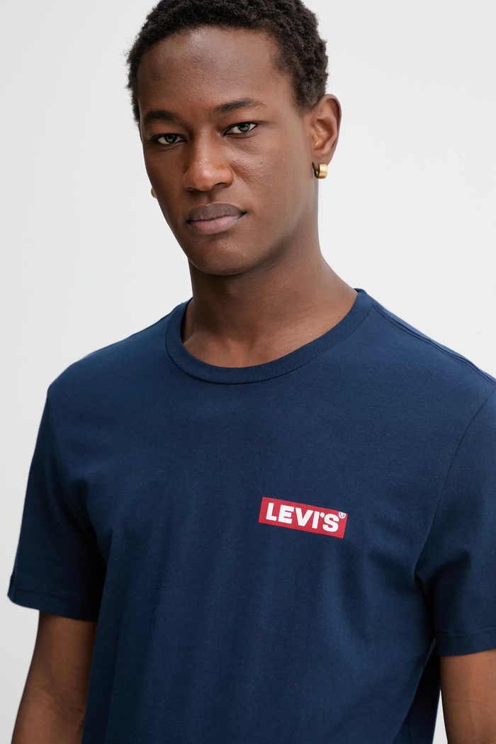 Bombažna kratka majica Levi's 2-pack mornarsko modra 79681