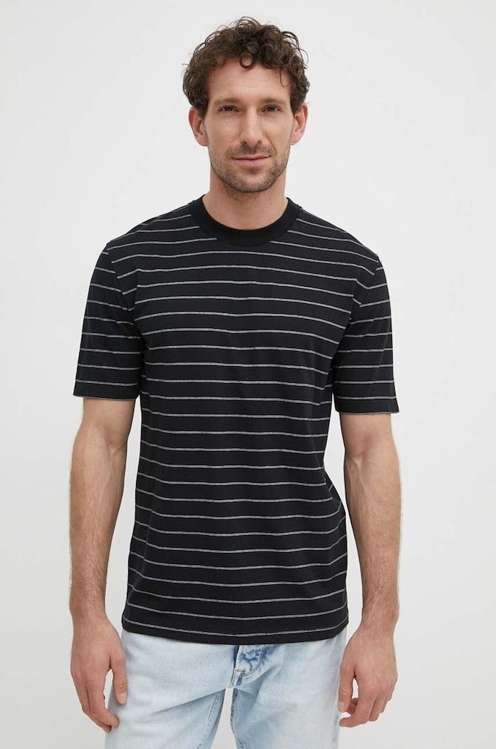 Sisley t-shirt bawełniany czarny 3QPBS103C