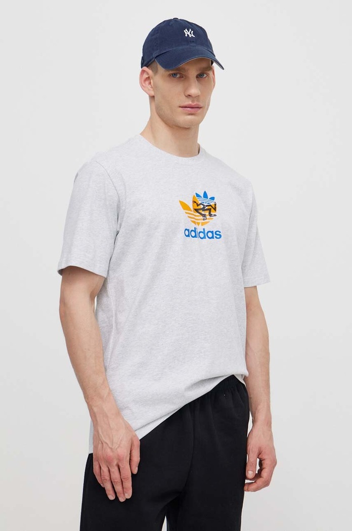 adidas Originals t-shirt bawełniany nadruk szary IS2912
