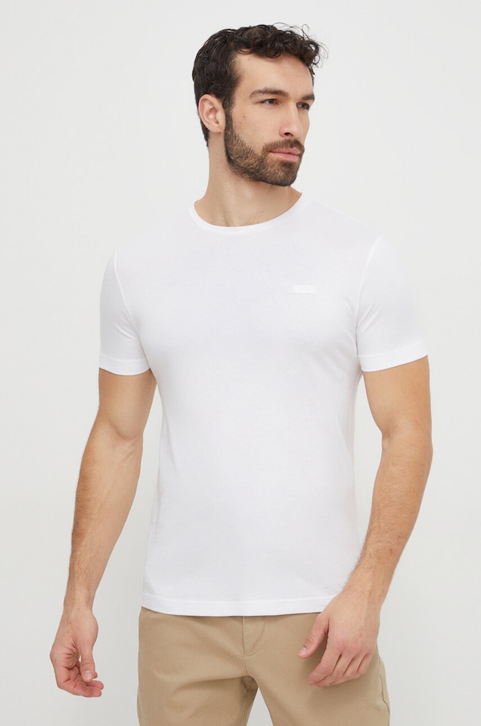 Pamučna majica Calvin Klein bez uzorka bijela K10K112229