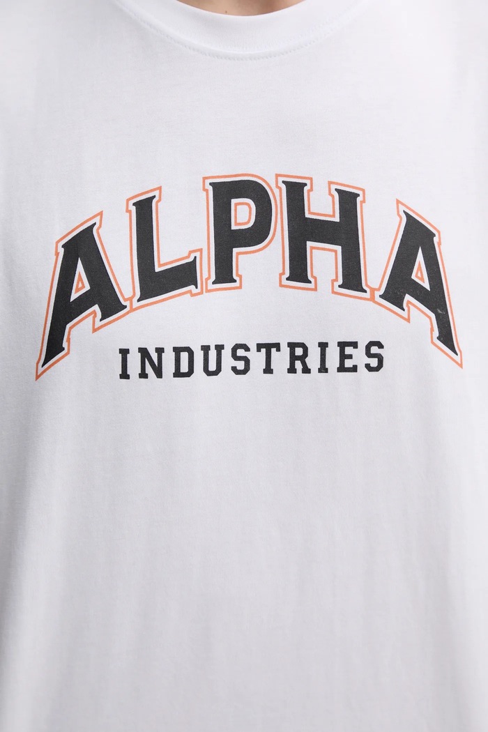 Βαμβακερό μπλουζάκι Alpha Industries College 146501 λευκό