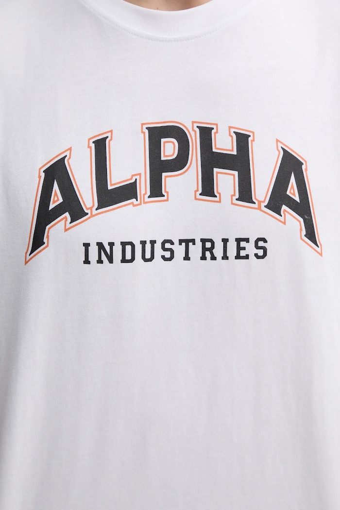 Βαμβακερό μπλουζάκι Alpha Industries College 146501 λευκό
