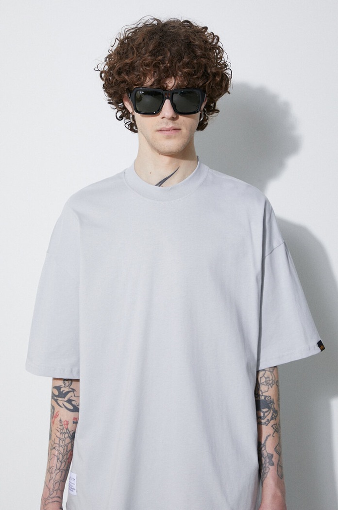 Alpha Industries tricou din bumbac Logo BP 146507 gri