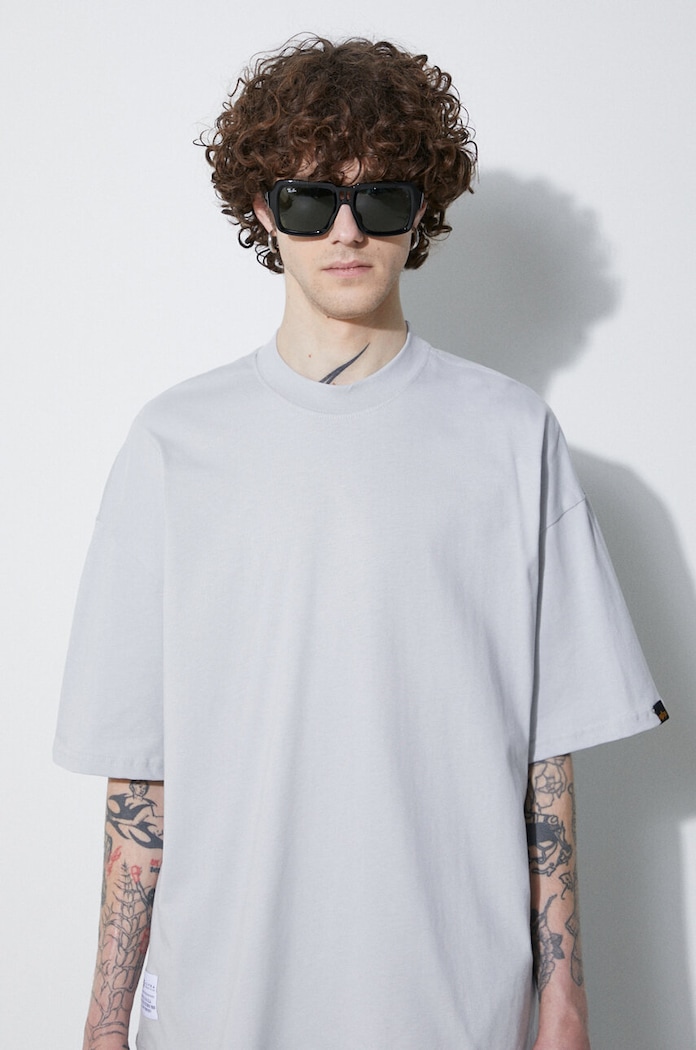 Alpha Industries tricou din bumbac Logo BP 146507 gri