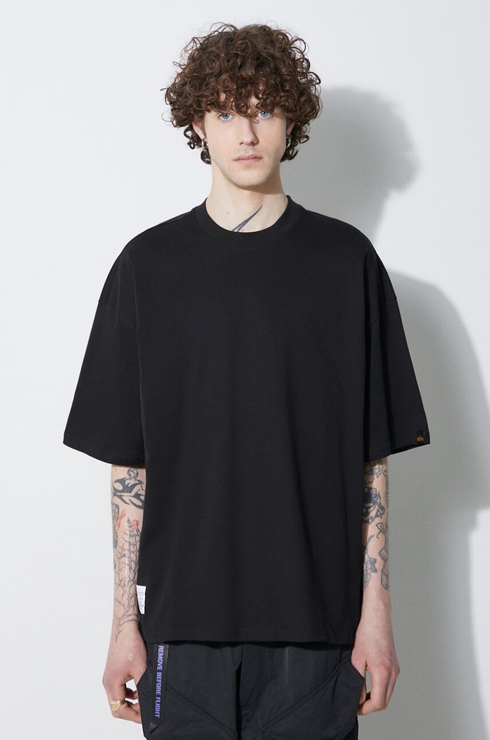 Alpha Industries cotton t-shirt Logo BP relaxed black 146507