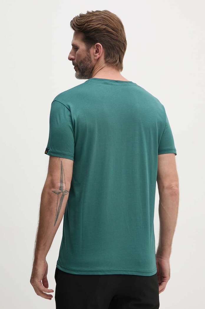 Odzież Alpha Industries T-shirt bawełniany Label 118502 zielony