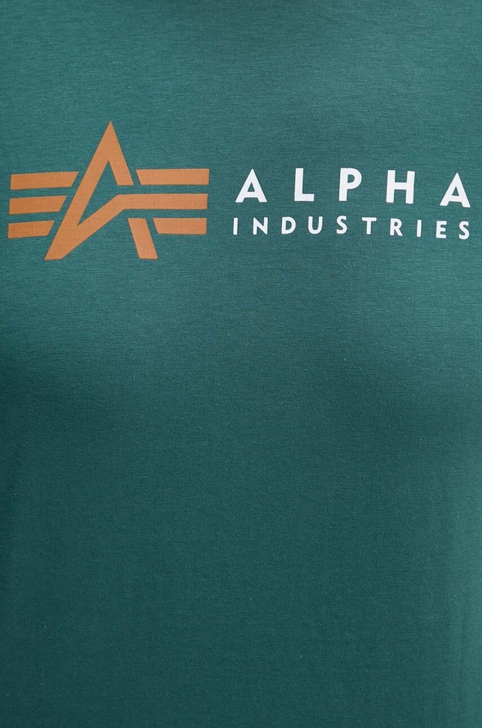 T-shirt bawełniany Label Alpha Industries zielony 118502