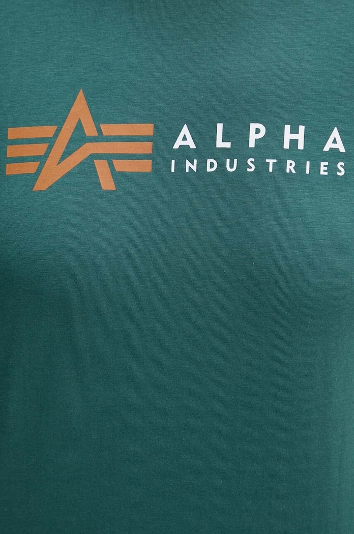 T-shirt bawełniany Label Alpha Industries zielony 118502