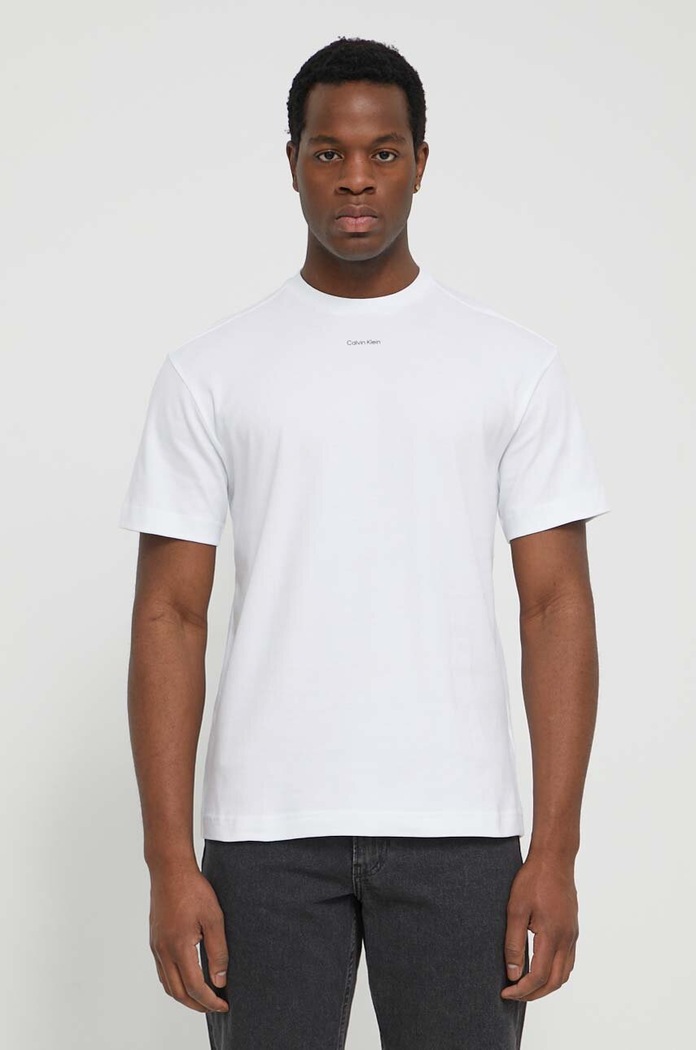 Bavlněné tričko Calvin Klein K10K112487 bílá SS25