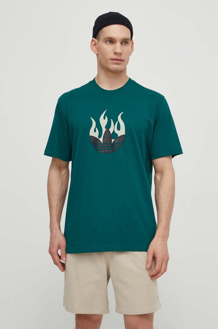 Bavlněné tričko adidas Originals IS0177 zelená SS24
