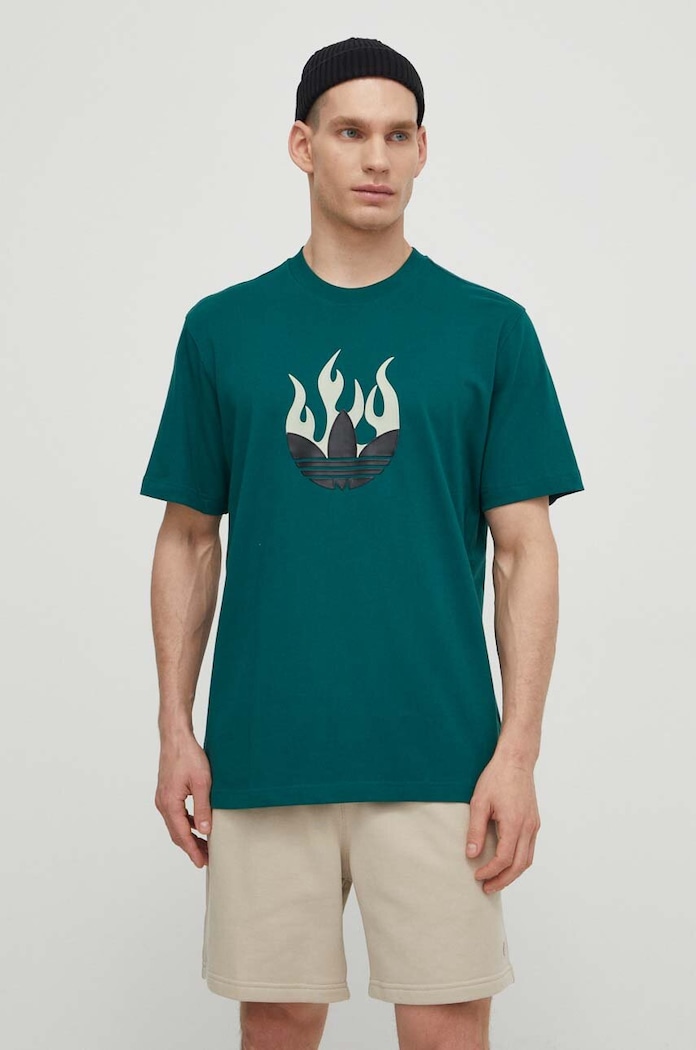 Bavlněné tričko adidas Originals IS0177 zelená SS24