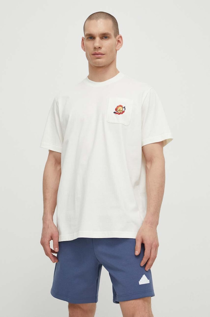 adidas Originals t-shirt bawełniany IS0214 beżowy SS24