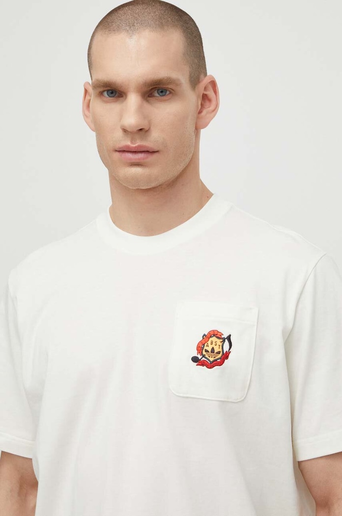 adidas Originals t-shirt bawełniany beżowy IS0214