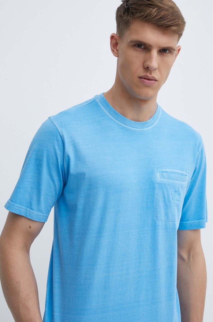 adidas Originals tricou din bumbac uni albastru IS1761