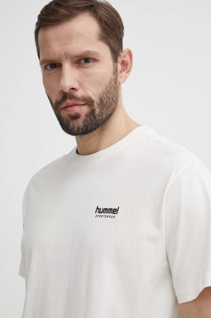 Hummel t-shirt bawełniany beżowy 224018