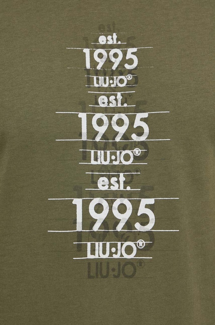 Памучна тениска Liu Jo зелен M124P204PRINTCOMF