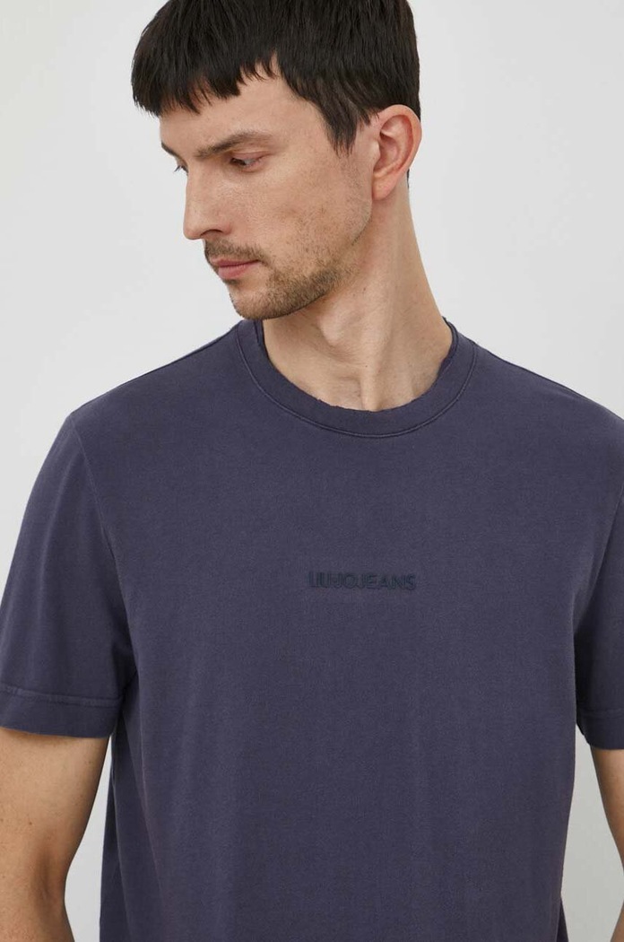 Bavlněné tričko Liu Jo námořnická modř M124P204WASHSHIRT