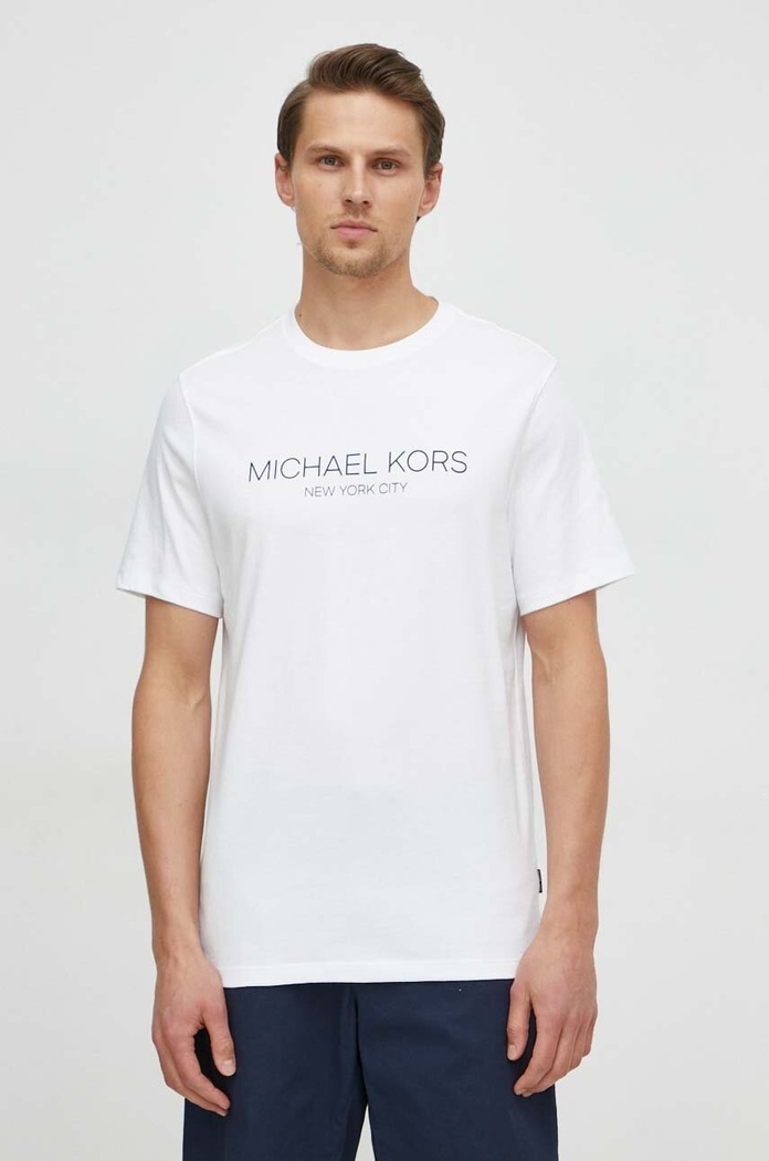 Βαμβακερό μπλουζάκι Michael Kors λευκό CS4521H1V2