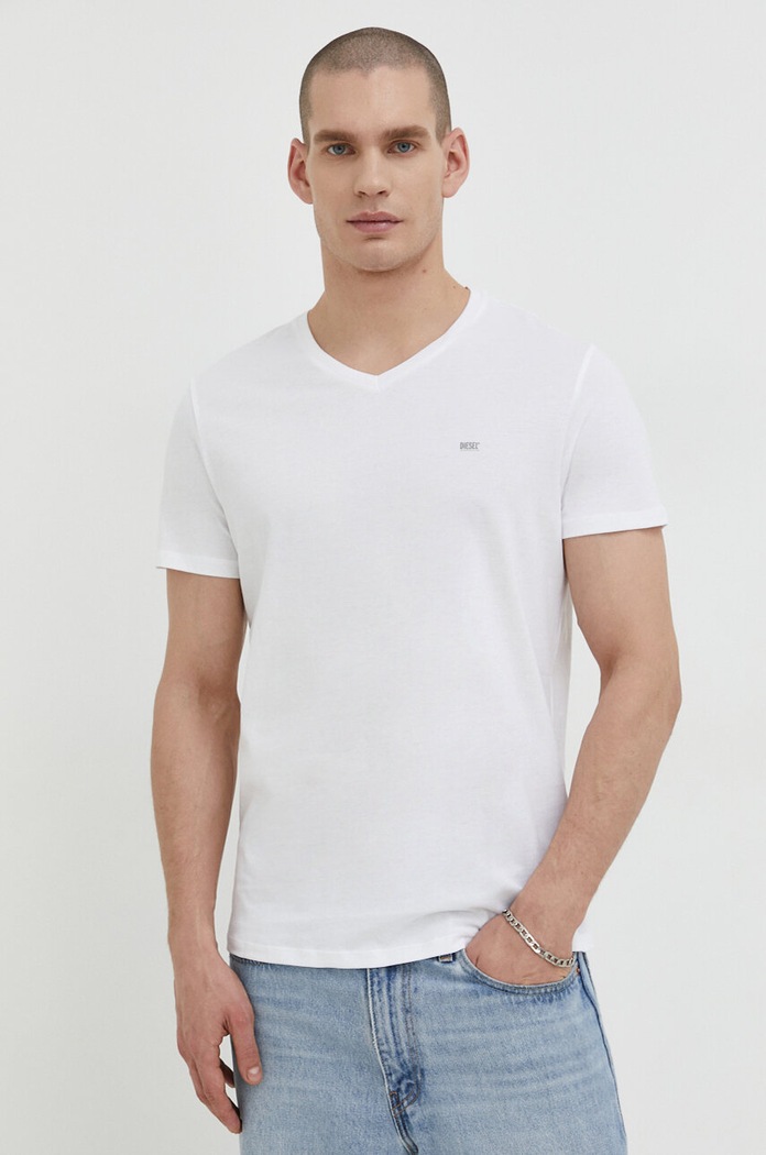 Diesel tricou din bumbac 3-pack uni alb 00SHGU.0LIAD