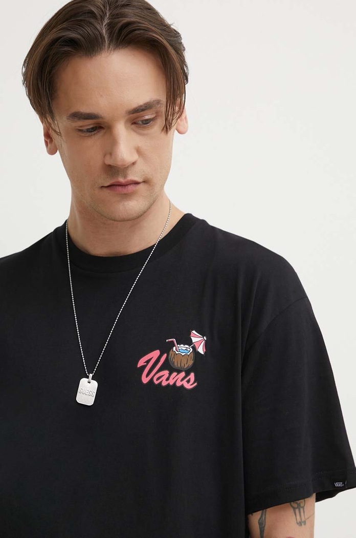 Bavlněné tričko Vans potisk černá VN000G5JBLK1