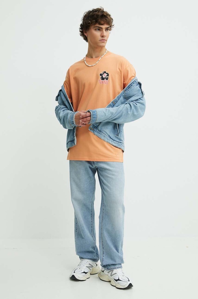 Bavlněné tričko Vans VN000G68CR51 oranžová SS24