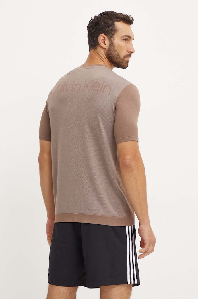 Tréninkové tričko Calvin Klein Performance hladký hnědá 00GMS4K164