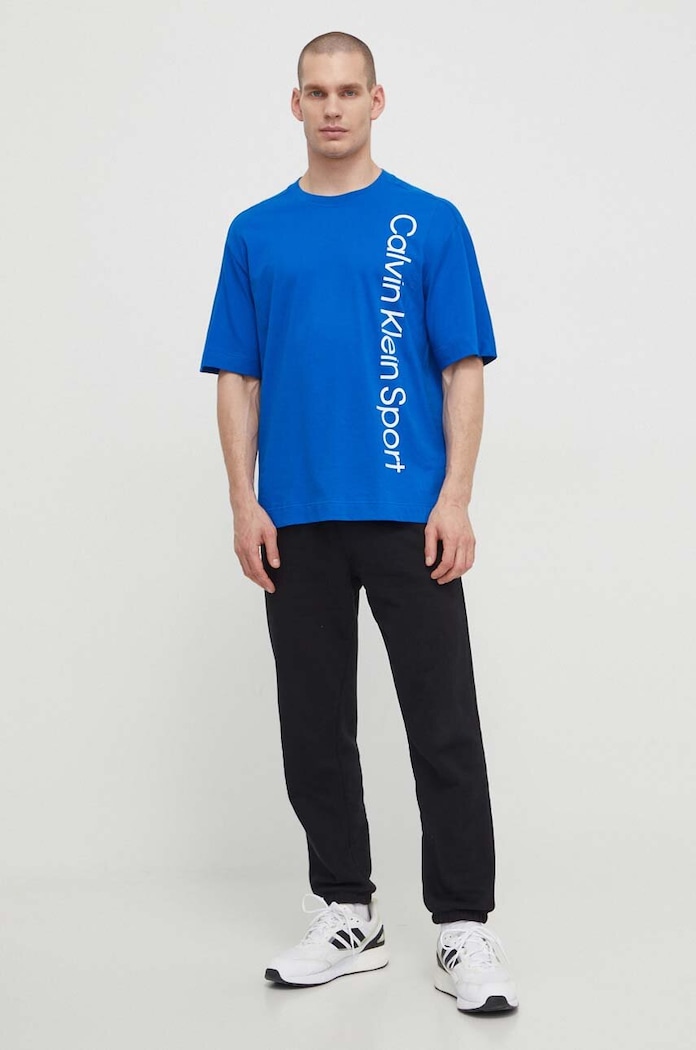 Calvin Klein Performance pamut póló 00GMS4K173 kék SS24