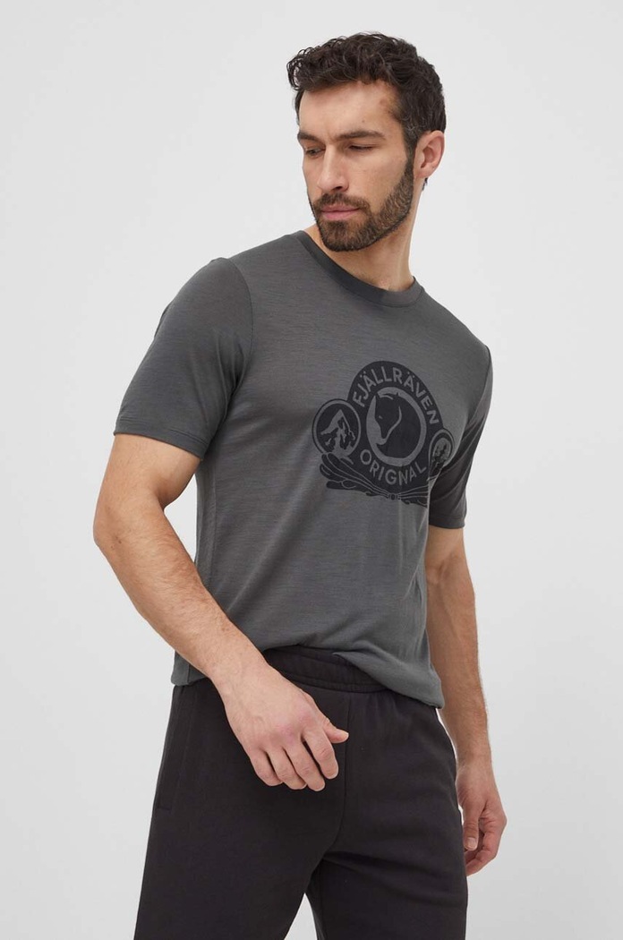 Volnen t-shirt Fjallraven Abisko Wool Classic siva F84117.050
