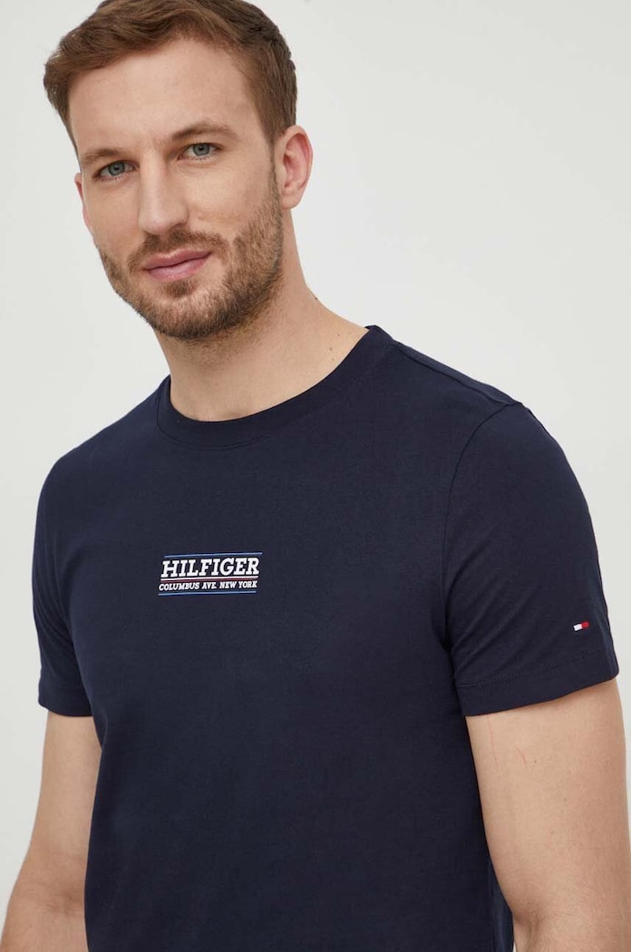 T-shirt bawełniany Tommy Hilfiger MW0MW34387 granatowy