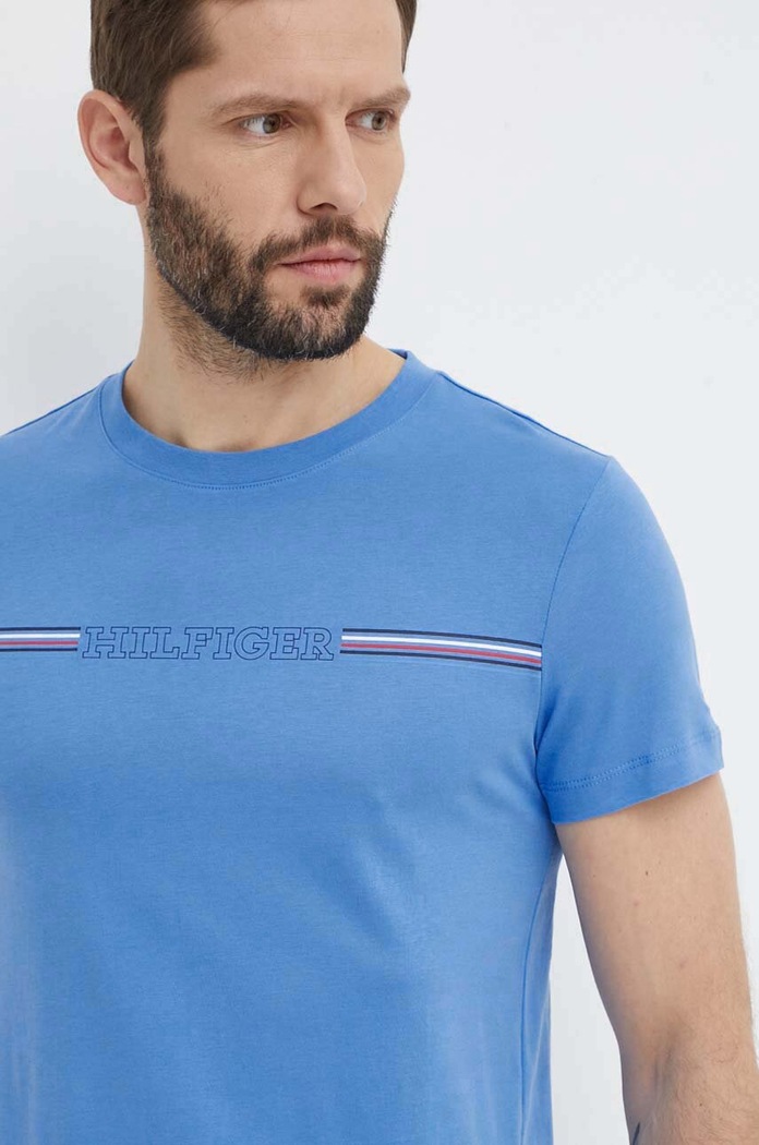 Tommy Hilfiger T-shirt bawełniany MW0MW34428 niebieski SS24